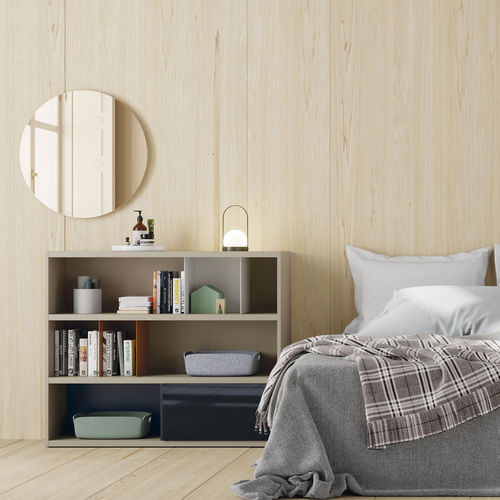 Libreria modulare - EST106 - VIVE - MUEBLES VERGE S.L. - contemporanea / in legno laccato / in vetro