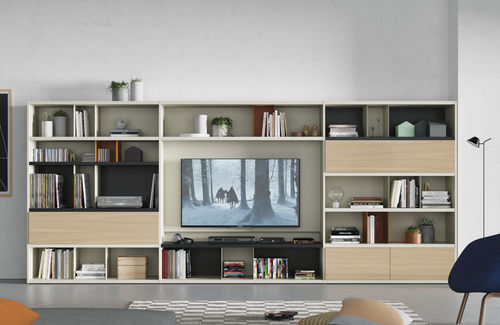 Parete attrezzata TV contemporaneo - EST108 - VIVE - MUEBLES VERGE S.L. - in legno