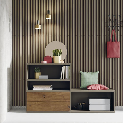Libreria modulare - EST120 - VIVE - MUEBLES VERGE S.L. - contemporanea / in legno laccato / in legno quercia antico