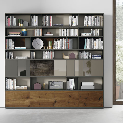 Libreria modulare - EST122 - VIVE - MUEBLES VERGE S.L. - alta / contemporanea / in legno laccato
