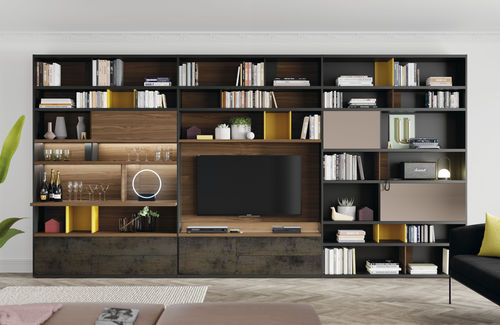 Libreria modulare - EST123 - VIVE - MUEBLES VERGE S.L. - alta / contemporanea / in legno laccato