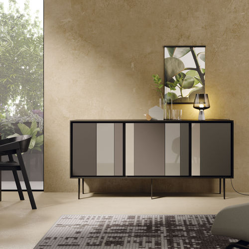 Credenza contemporanea - BOOK 05 - VIVE - MUEBLES VERGE S.L. - in legno laccato / in vetro / modulare