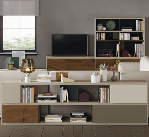 Libreria modulare - EST117 - VIVE - MUEBLES VERGE S.L. - bassa / contemporanea / in legno laccato