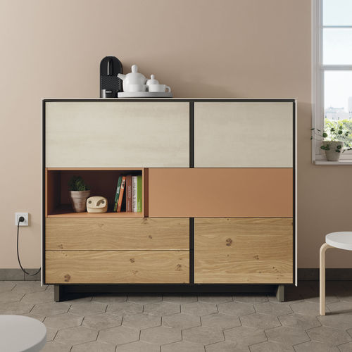 Credenza contemporanea - BOOK 13 - VIVE - MUEBLES VERGE S.L. - in legno laccato / in rovere / in ceramica