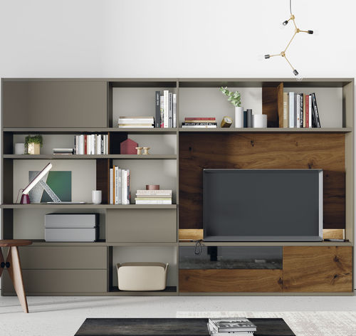 Libreria modulare - EST121 - VIVE - MUEBLES VERGE S.L. - contemporanea / in legno laccato / in legno quercia antico