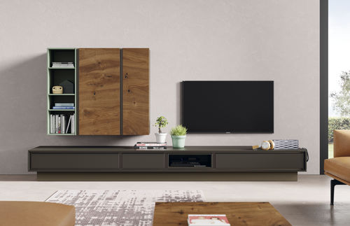 Parete attrezzata TV contemporaneo - BOOK 18 - VIVE - MUEBLES VERGE S.L. - in legno laccato / in rovere