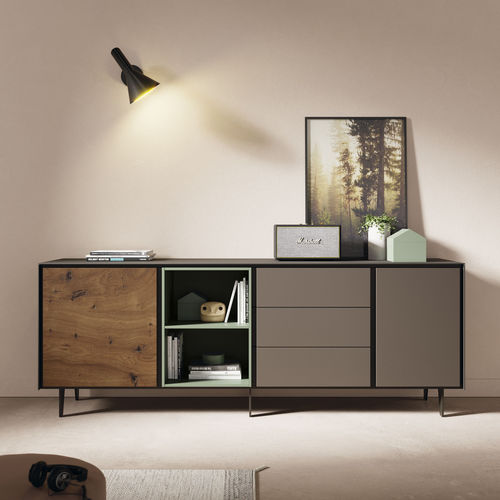Credenza contemporanea - BOOK 24 - VIVE - MUEBLES VERGE S.L. - in legno laccato / in rovere / in vetro