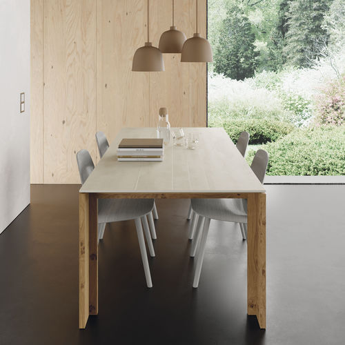 Tavolo da pranzo contemporaneo - 106 - VIVE - MUEBLES VERGE S.L. - in vetro / in ceramica / con supporto in legno laccato