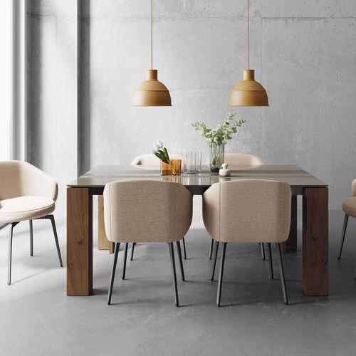Tavolo da pranzo contemporaneo - 107 - VIVE - MUEBLES VERGE S.L. - in vetro / in ceramica / con supporto in legno massiccio