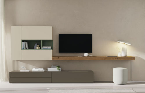 Parete attrezzata per soggiorno contemporanea - ON SAL&Oacute;N 4 - VIVE - MUEBLES VERGE S.L. - impiallacciata in legno / in legno laccato opaco / in quercia naturale