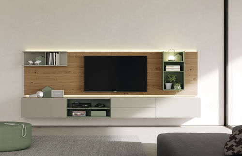 Parete attrezzata per soggiorno contemporanea - ON SAL&Oacute;N 5 - VIVE - MUEBLES VERGE S.L. - in rovere / impiallacciata in legno / in legno laccato opaco