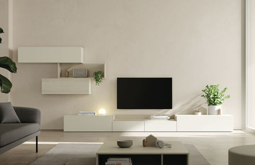 Parete attrezzata per soggiorno contemporanea - ON SAL&Oacute;N 7 - VIVE - MUEBLES VERGE S.L. - impiallacciata in legno / in legno laccato opaco / con cassetti