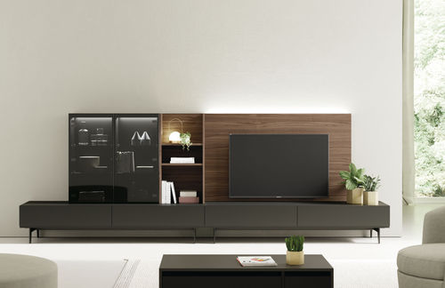 Parete attrezzata per soggiorno contemporanea - ON SAL&Oacute;N 10 - VIVE - MUEBLES VERGE S.L. - in legno laccato / impiallacciata in legno / in noce