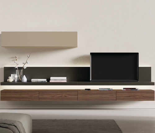 Parete attrezzata per soggiorno contemporanea - ON SAL&Oacute;N 11 - VIVE - MUEBLES VERGE S.L. - in legno laccato opaco / in noce / con cassetti