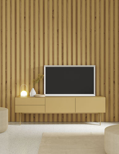 Parete attrezzata per soggiorno in stile - COMPACT SALON 5 - VIVE - MUEBLES VERGE S.L. - in legno laccato opaco / per TV / con cassetti