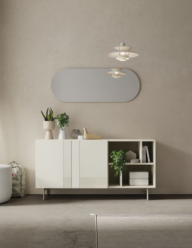 Credenza contemporanea - COMPACT RECIBIDOR 4 - VIVE - MUEBLES VERGE S.L. - in legno laccato opaco / in vetro laccato / con ripiano