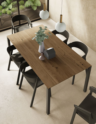 Tavolo da pranzo contemporaneo - TOP 007 - VIVE - MUEBLES VERGE S.L. - in rovere / impiallacciato in legno / con supporto in metallo