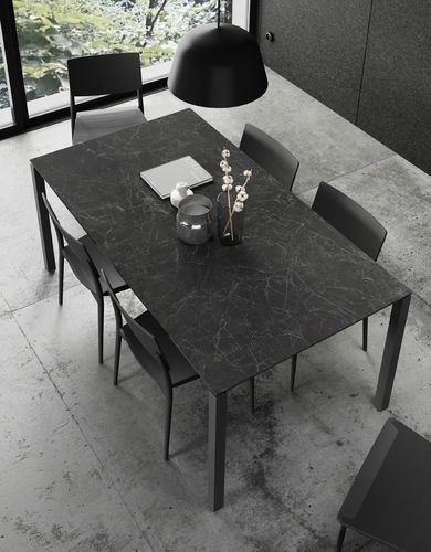 Tavolo da pranzo contemporaneo - TOP 009 - VIVE - MUEBLES VERGE S.L. - in MDF laccato / in ceramica / con supporto in metallo laccato