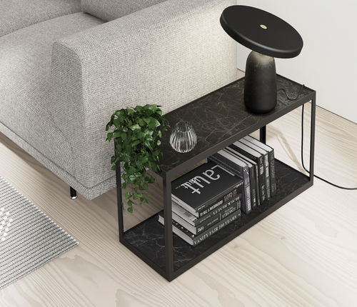 Tavolo d'appoggio contemporaneo - KUB 5 - VIVE - MUEBLES VERGE S.L. - in ceramica / con supporto in metallo / rettangolare