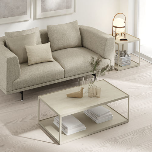 Tavolo d'appoggio contemporaneo - KUB 3 - VIVE - MUEBLES VERGE S.L. - in MDF laccato / con supporto in metallo laccato / rettangolare