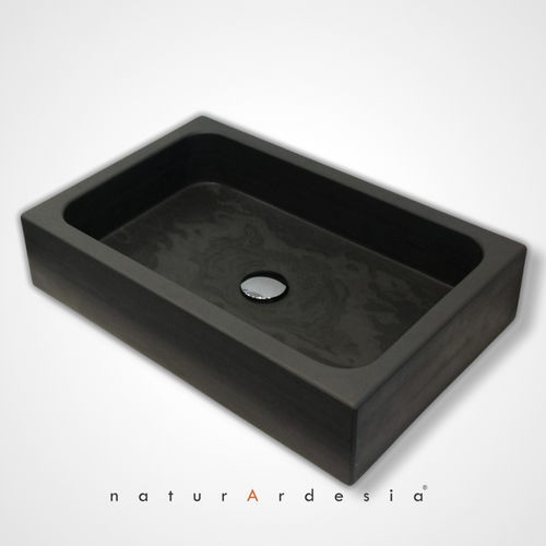 Lavabo da appoggio - VIRGINIA - MARE SLATE - MAP Slate Srl - in ardesia / personalizzabile / rettangolare