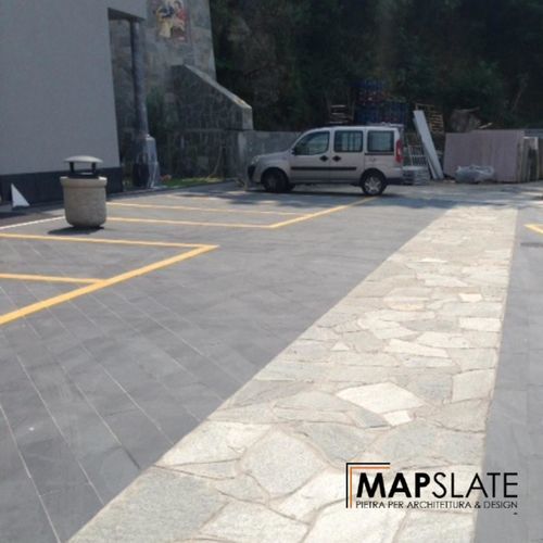 Lastricato in pietra naturale - BLACK - MAP Slate Srl - in ardesia / da esterno / per parcheggio