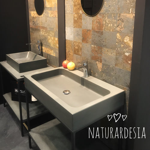 Lavabo sospeso - MAYA - BLACK SLATE - MAP Slate Srl - in pietra naturale / su misura / rettangolare
