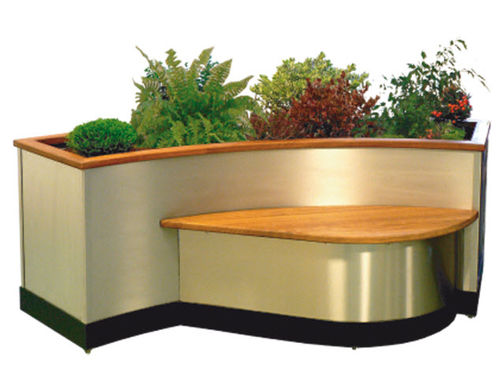 Panca per spazi pubblici contemporanea - OLEA - Design espaces - in metallo / con fioriera integrata