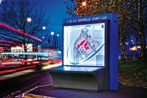 Cartello pubblicitario da esterno - LUGO - Design espaces - luminoso / in acciaio