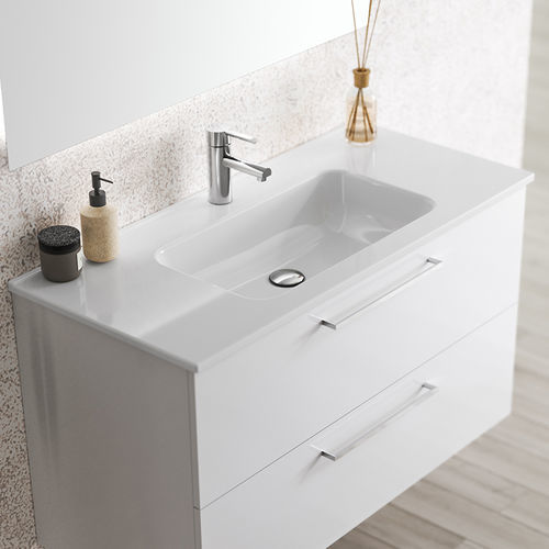 Lavabo sospeso - LUC - Ceramicas Gala - rettangolare / 1 foro / con troppopieno