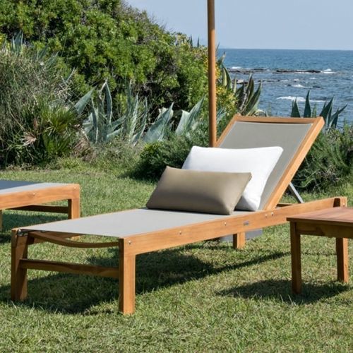 Lettino prendisole contemporaneo - IBIZA - VLAEMYNCK - in tela / in teak / in alluminio