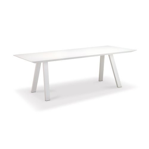 Tavolo da pranzo contemporaneo - VANITY - VLAEMYNCK - in alluminio / con supporto in alluminio / rettangolare