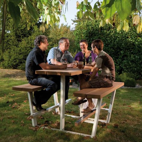 Tavolo da picnic contemporaneo - BEER   - Cassecroute - in iroko / rettangolare / per spazio pubblico