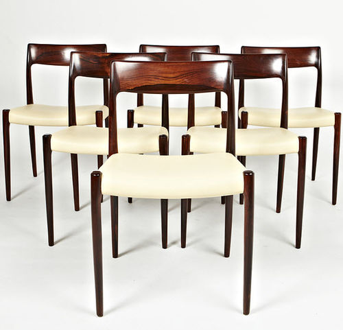 Sedia da pranzo design scandinavo - 1958-90 - paere dansk - da interno / in pelle / con supporto in legno di rosa