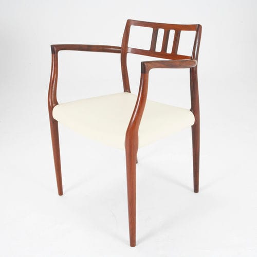 Sedia da pranzo design scandinavo - 1966-69 CARVER - paere dansk - da interno / in pelle / con supporto in legno di rosa