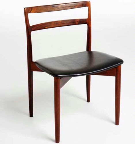 Sedia design scandinavo - 1960-69 - paere dansk - da interno / in pelle / con supporto in legno di rosa