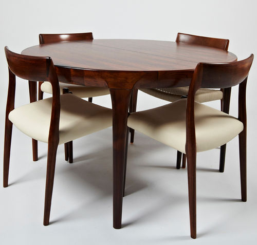 Tavolo da pranzo design scandinavo - 1964-69 - paere dansk - in legno di rosa / rotondo / ovale