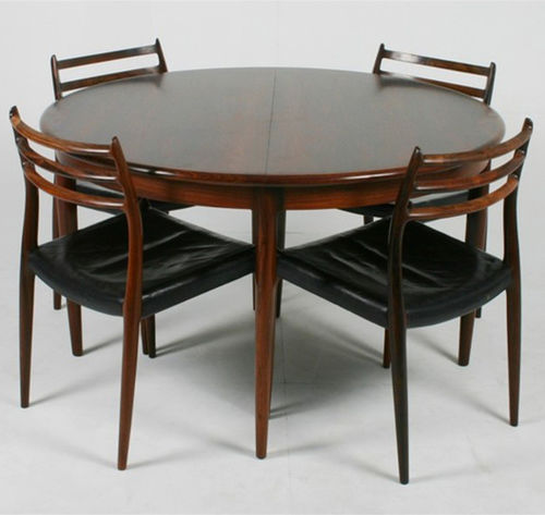 Tavolo da pranzo design scandinavo - 1957-69 - paere dansk - in legno di rosa / rotondo / ovale