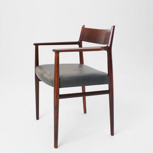 Sedia design scandinavo - 1964-69 - paere dansk - da interno / in pelle / con supporto in legno di rosa