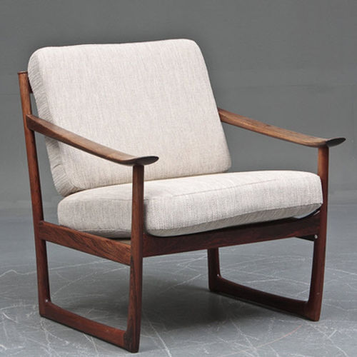 Poltrona design scandinavo - 1960-69 - paere dansk - in tessuto / in legno di rosa / beige