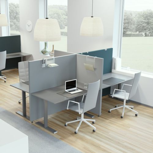 Divisorio per ufficio a pavimento - SONEO - ABSTRACTA - in tessuto / in legno / insonorizzato