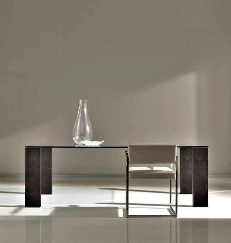 Tavolo da pranzo contemporaneo - T-862 - ArtesMoble - in vetro temprato / in acciaio inossidabile / con supporto in noce
