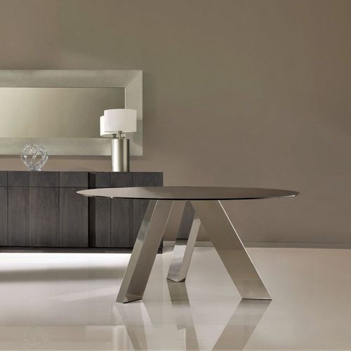 Tavolo da pranzo contemporaneo - T-865 - ArtesMoble - in vetro temprato / con supporto in noce / con supporto in acciaio inossidabile