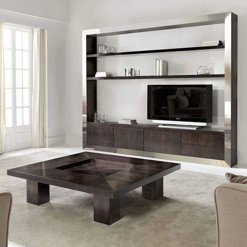 Tavolino basso contemporaneo - T-870 - ArtesMoble - in noce / con supporto in legno / rettangolare