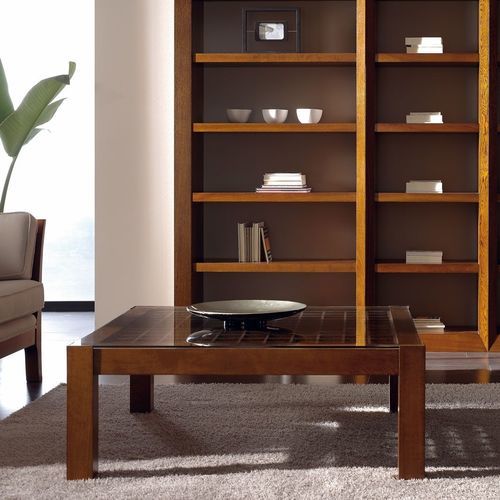 Tavolino basso contemporaneo - T-626 - ArtesMoble - in vetro / in faggio / con supporto in legno