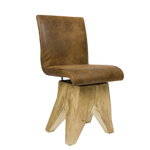 Sedia in stile rustico - FST0040 - Gie El - da interno / in legno massiccio / in pelle