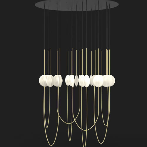 Lampadario contemporaneo - MANÈGE - Octavio Amado - in ottone / in porcellana di Limoges / contract