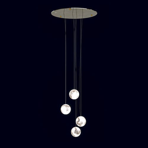 Lampadario contemporaneo - LUNE  - Octavio Amado - in ottone / in alabastro / con 4 punti luce