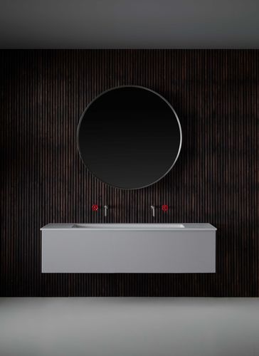 Piano lavabo in Corian® - Hydra - RESIGRES - in resina / su misura / con portasalviette integrato