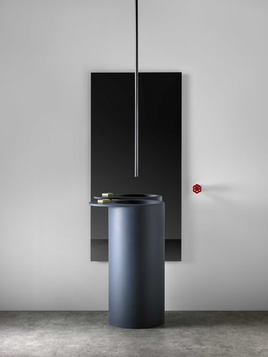 Lavabo autoportante - Crono - RESIGRES - ghisa minerale / in resina / con portasalviette integrato